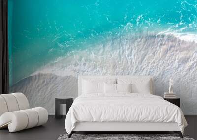 The ecology with Waves on the beach as a background. Beautiful natural background at the summer time-above view Wall mural