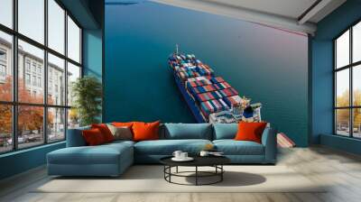 the logistic network ocean sea with ship of business logistics and transportation with international Wall mural