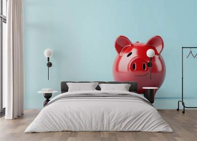 Piggy bank with a sad face, empty savings, 3D illustration Wall mural