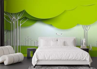 environmental and eco-friendly technologies, energy saving, ecological recycling. Wall mural