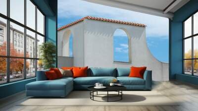 white windows and blue sky Wall mural