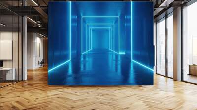 Abstract Neon Light Tunnel Wall mural