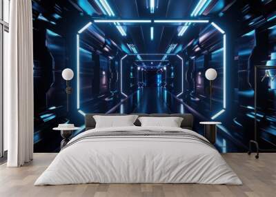 Futuristic Neon Corridor Wall mural