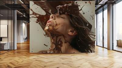 Indulge in the bliss of Chocolate + Happiness and savor every moment.3D illustrate Wall mural