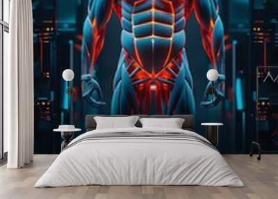 Vibrant 2D illustrate of Symmetrical body composition analysis in a clinical environment Wall mural