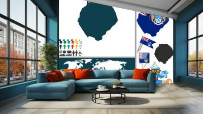 Map of Tristan da Cunha Wall mural