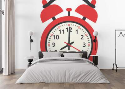 Red alarm clock isolated Wall mural