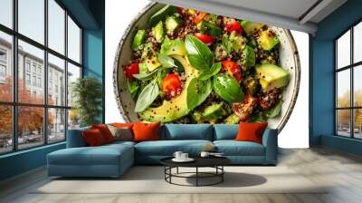 Avocado and quinoa salad isolated on transparent background Generative Ai.

 Wall mural