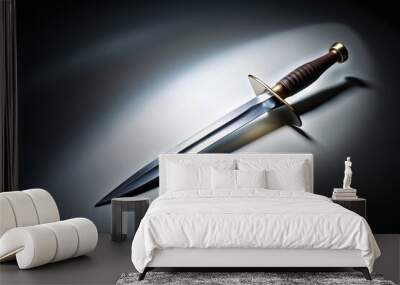 Shadowed dagger on white background Wall mural