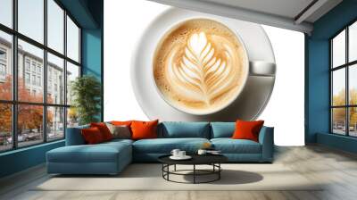 cappuccino with latte art isolated on transparent background. generative ai Wall mural