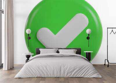 Check mark 3d icon green tick. Wall mural