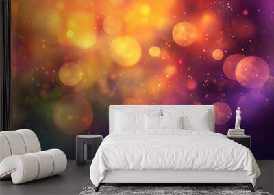 Christmas Background with bokeh defocused lights. Generative Ai. Wall mural