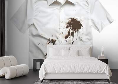 Dirty white shirt isolated on transparent background Generative Ai. Wall mural