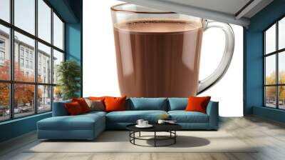 Glass mug of hot chocolate isolated on transparent background Generative Ai. Wall mural