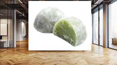 green mochi isolated on transparent background Generative Ai. Wall mural