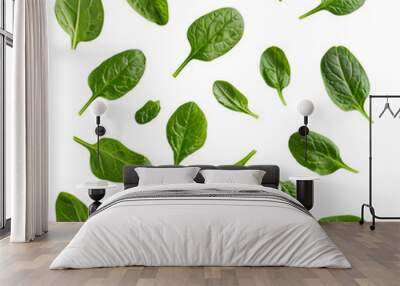 Spinach leaves isolated on transparent background Generative Ai.

 Wall mural