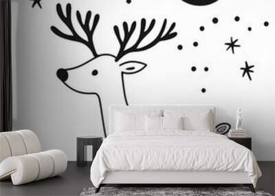 Doodle Christmas and New Year Cards - 2D Hand-drawn Illustrations on White Background Wall mural