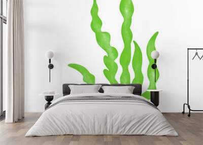 green seaweed leaf watercolor illustration Wall mural