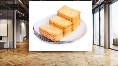  biscuits isolated in plate on white background Wall mural