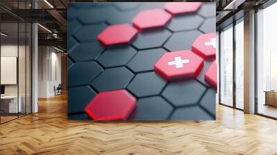 3D illustration of a digital healthcare network connecting various providers, secure and efficient care services, Wall mural