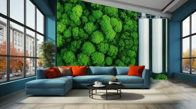 Biomass power plant surrounded by lush greenery, eco-friendly energy production, sustainable environment Wall mural