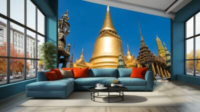 Temple Emerald Buddha, ancient temple of Thailand Wall mural