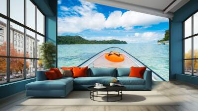 Transparent Canoe Kayak In Tropical Ocean and blue sky,Phuket,Thailand. Wall mural