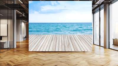 wooden terrace near the sea Wall mural