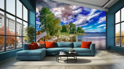 big otmuchow lake in the hot summer Wall mural