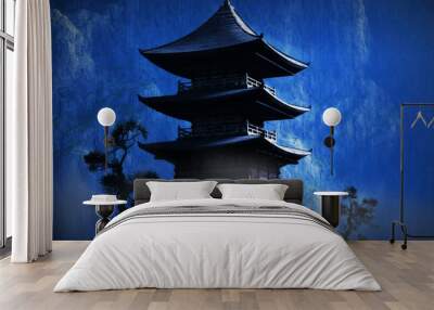 zen buddhist temple in the mountains Wall mural