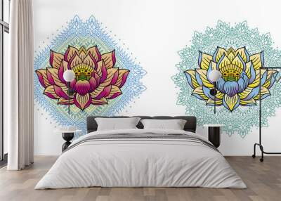 lotus with mandala color Wall mural