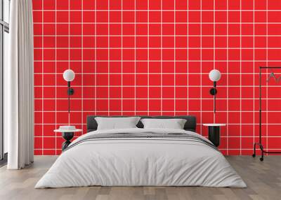 grid square graph line full page on red paper background Wall mural