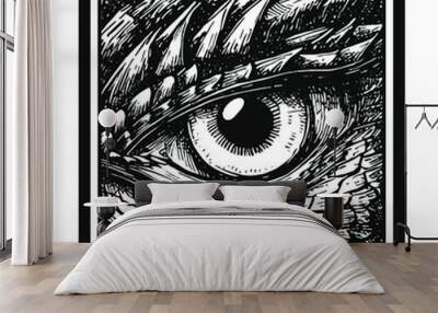 dragon eye close-up in a square shape illustration Wall mural