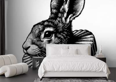 elegant rabbit victorian vintage illustration Wall mural