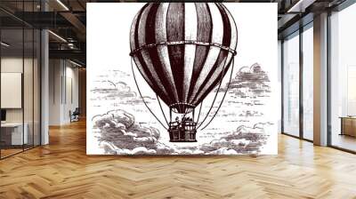 hot air balloon in the sky vintage sketch Wall mural