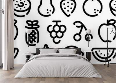 Fruits icon pattern background for graphic design.A-size vertical. Wall mural