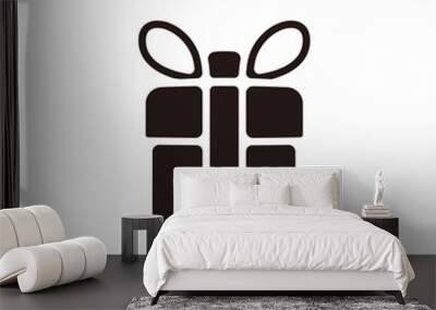 Gift box icon.Flat silhouette version. Wall mural