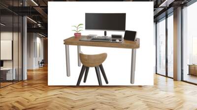 3d Illustration Object icon computer stand office works Wall mural