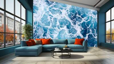 foam on the blue sea Wall mural