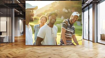 Group of friend playing golf together . Wall mural