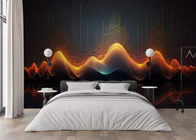 Audio digital sound wave orange and blue Made with Generative AI Wall mural