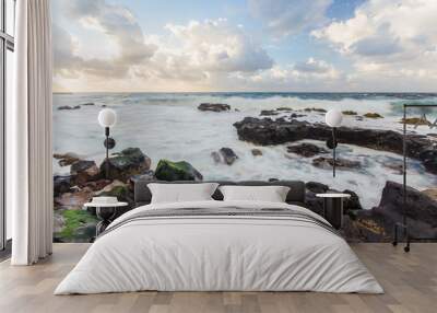 Beautiful Atlantic ocean coast with rocks and stones - Tenerife, Canary islands, Spain Wall mural