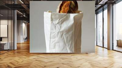 Paper bag and bread bakery packaging mockup Wall mural