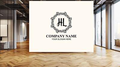 Letter HL Beautiful handwriting logo Wall mural