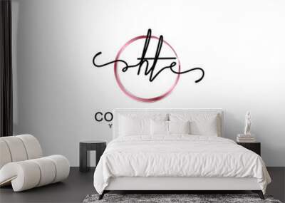 Letter HT Beautiful handwriting logo Wall mural