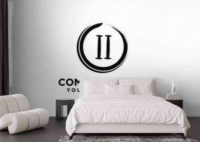 Letter II Beautiful handwriting logo Wall mural