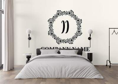 Letter II Beautiful handwriting logo Wall mural