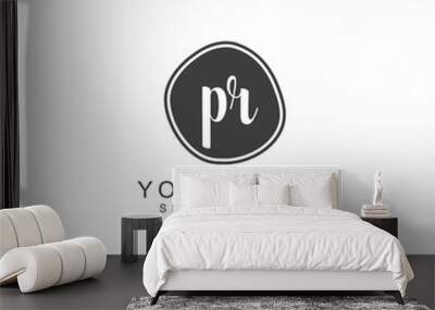 PR beautiful Initial handwriting logo template Wall mural