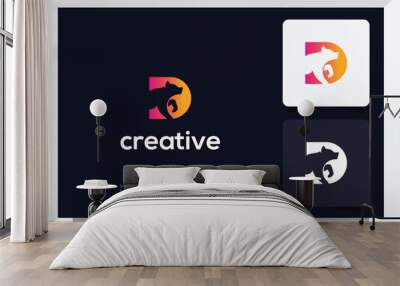 creative letter d bear logo design Wall mural