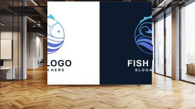 Fish logo template. Creative vector symbol Wall mural